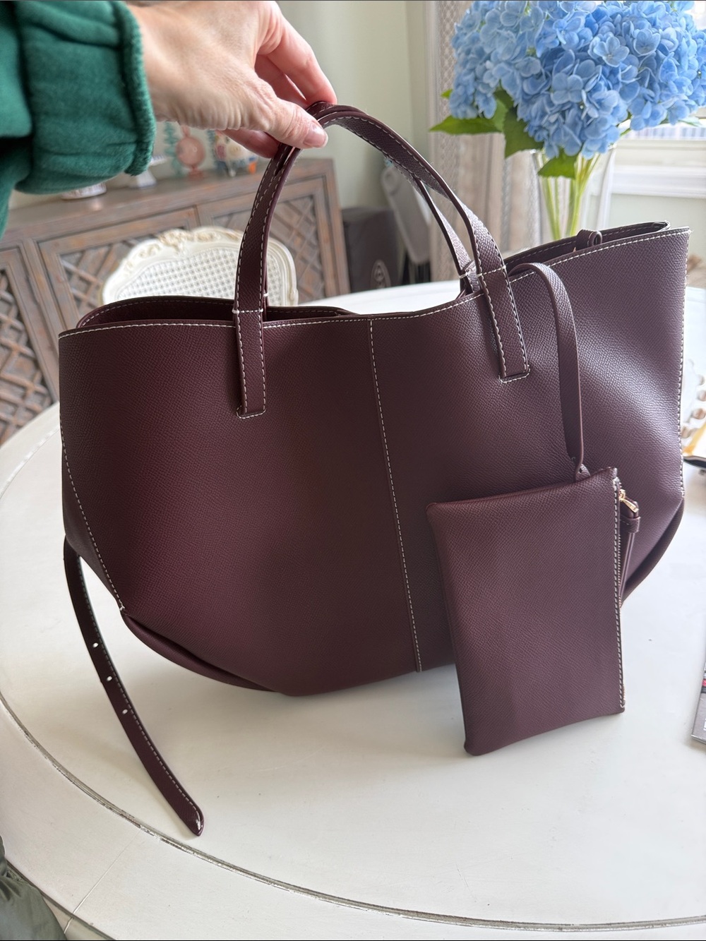 NWOT Anthropologie Top-Handle Long Tote - 🍷 color - Picture 2 of 4